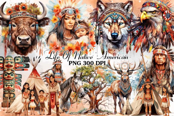 Download Life of Native American Clipart Bundle - Native american Collection