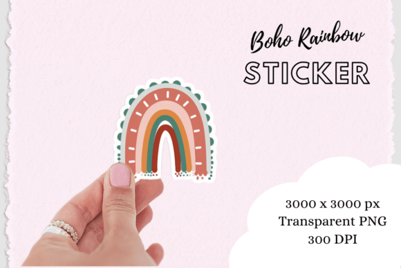 Download Boho Chic Rainbow Sticker Png - Rainbow Collection