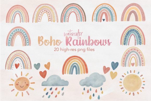 Download Watercolor Boho Rainbow Clipart&nbsp; - Premium Resources