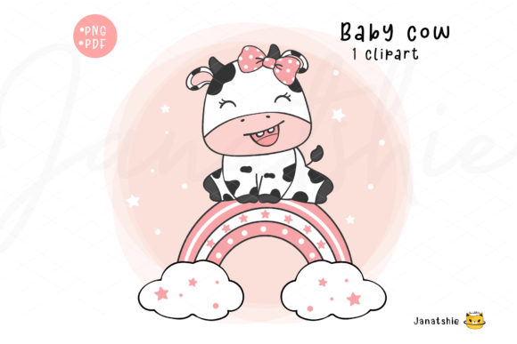Download Cute Baby Cow Girl on Blue Rainbow Baby - Rainbow Collection