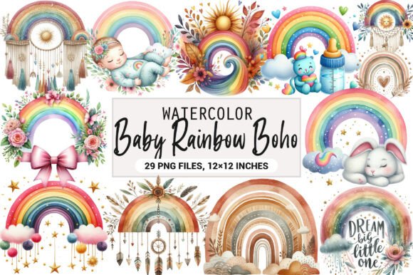 Download Baby Rainbow Boho Clipart - Rainbow Collection
