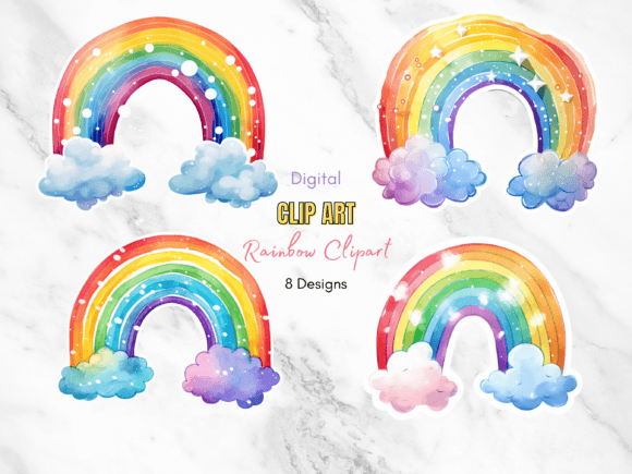 Download Watercolor Rainbow Boho Clip Art - Rainbow Collection