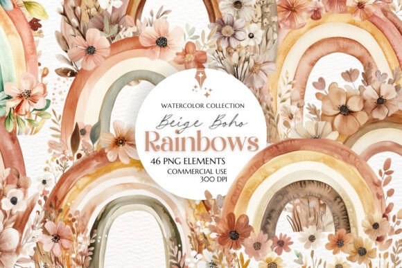 Download Boho Beige Rainbow Clipart PNG - Rainbow Collection