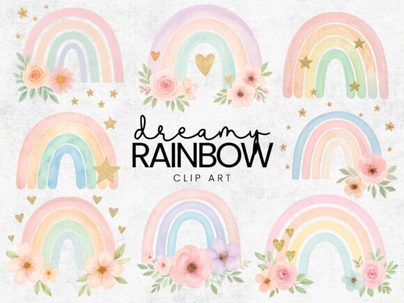 Download Paster Rainbow with Flowers PNG Clipart - Premium Resources