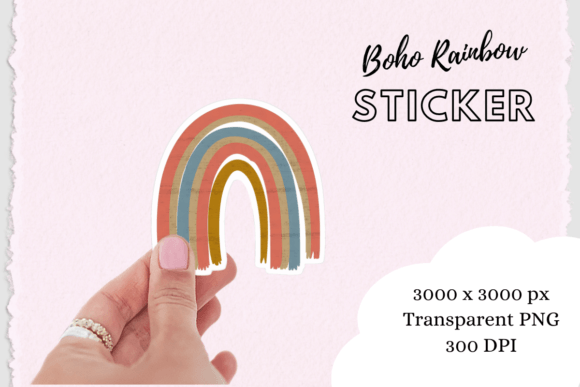 Download Boho Chic Rainbow Sticker Png - Rainbow Collection