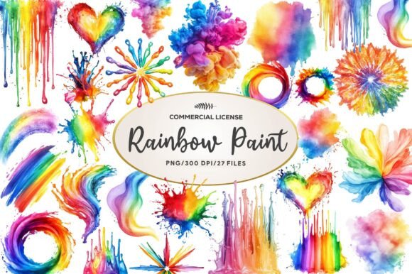 Download Watercolor Rainbow Paint Splash Clipart - Rainbow Collection