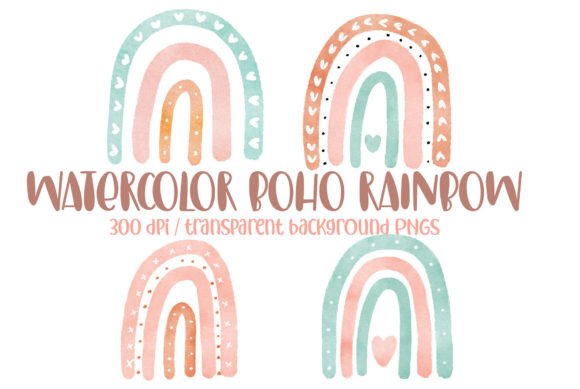 Download Watercolor Boho Rainbow PNG Clipart - Rainbow Collection