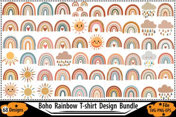 Download 68 Boho Rainbow T-Shirt Designs - Rainbow Collection