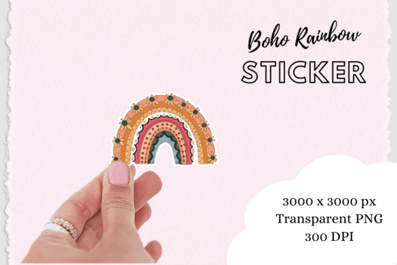 Download Boho Chic Rainbow Sticker Png - Rainbow Collection