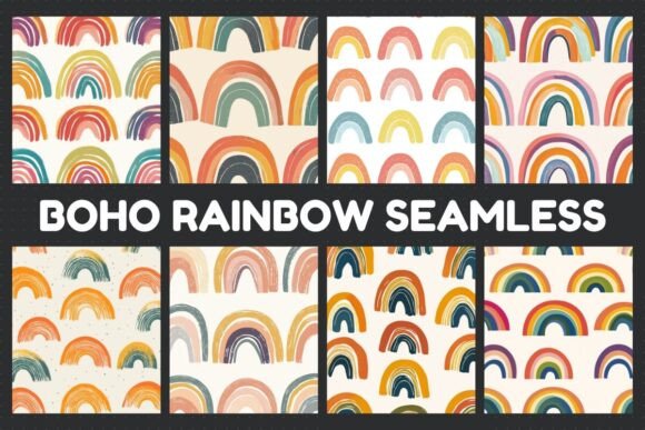Download Boho Rainbow Seamless Digital Paper - Rainbow Collection