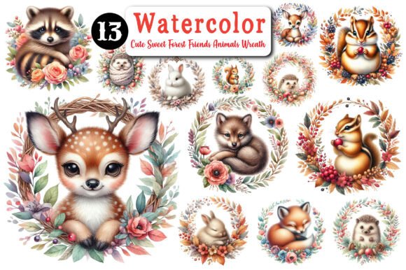 Download Cute Sweet Forest Friends Animals Wreath - Sweet forest friends Collection